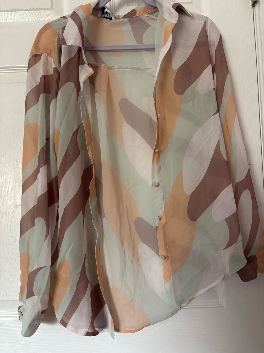 Princess Polly Pastel Abstract Wave Button-Up Blouse